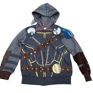 Marvel Disney Thor Hoodie Jacket Kids 5/6 Gray Zip-Up With 3D Details & Printed